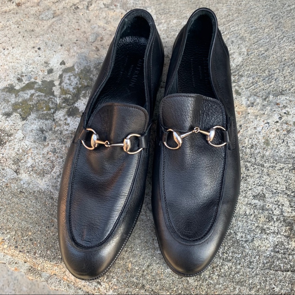 Meermin Mallorca Black Leather Horsebit Loafers - Picture 9 of 10